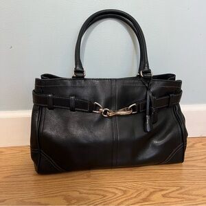 Coach Black Leather Satchel with Silver Accents & Tassel details 2006 collection